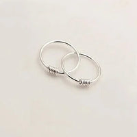 Sterling Silver Geometric Round Hoop Earrings