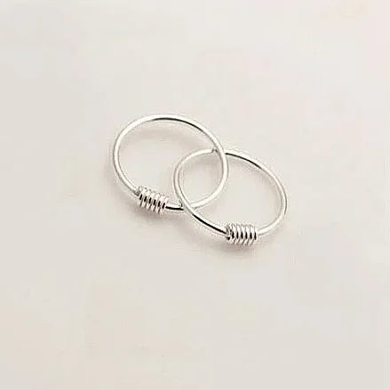 Sterling Silver Geometric Round Hoop Earrings
