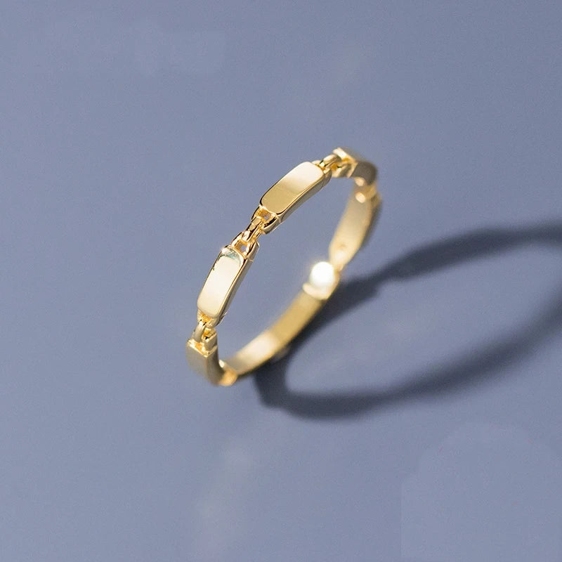 Gold Plated Sterling Silver Panel Link Ring