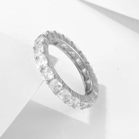 Gold Plated Sterling Silver Cushion Cut Cubic Zirconia Eternity Ring