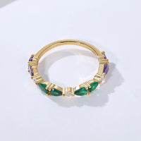 Sterling Silver Green Purple Pear Ring