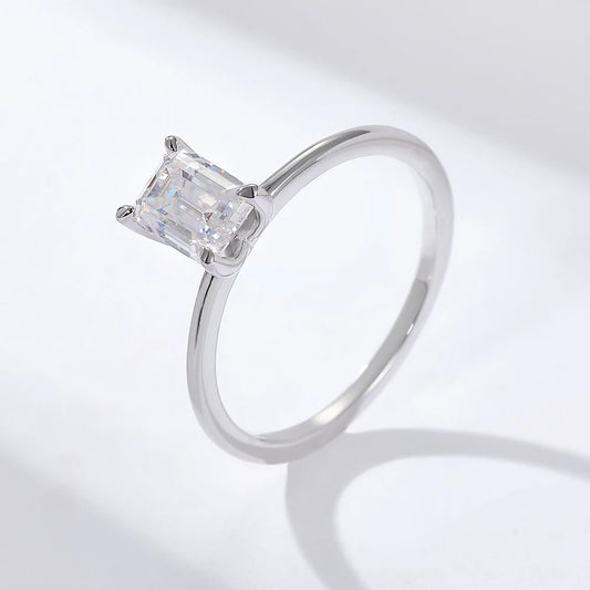 Emerald Cut Moissanite Solitaire Ring