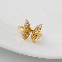 Gold Plated Sterling Silver Hollow Butterfly Open Ring