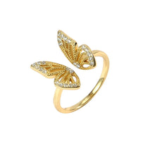 Gold Plated Sterling Silver Hollow Butterfly Open Ring