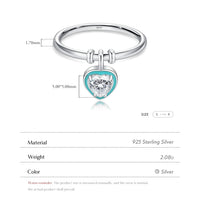 Sterling Silver Green Enamel Heart Charm Ring