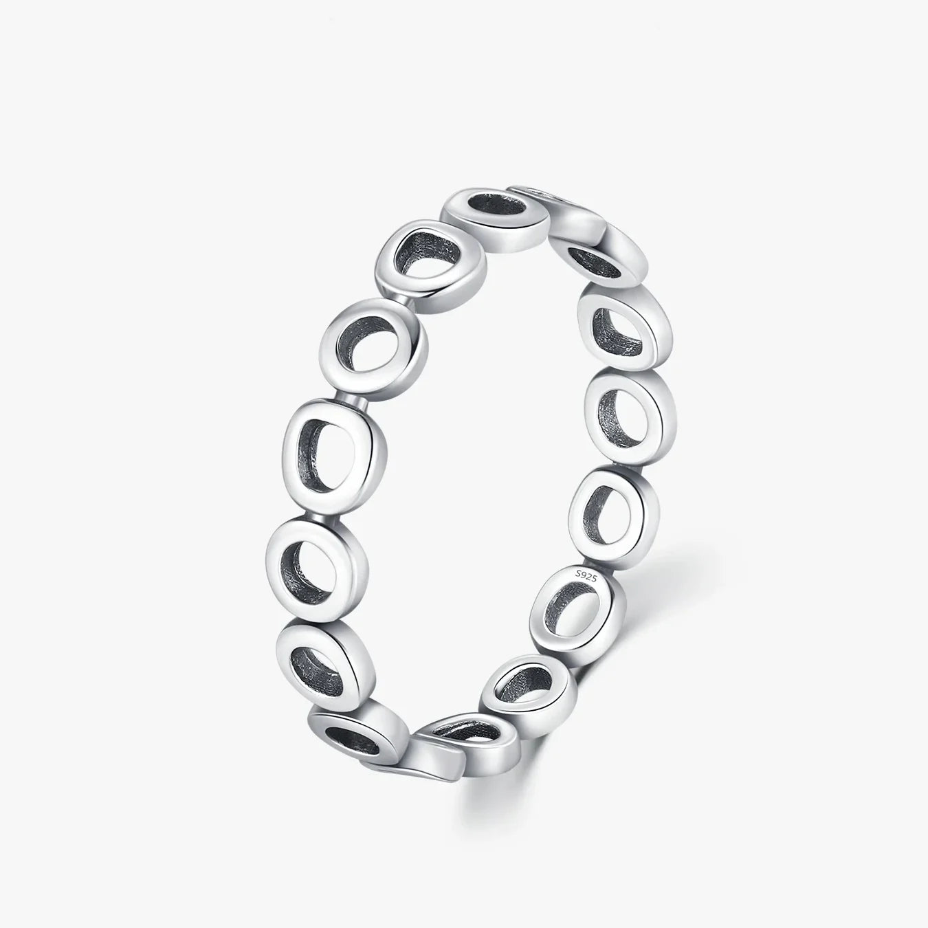 Sterling Silver Hollow Round Eternity Ring