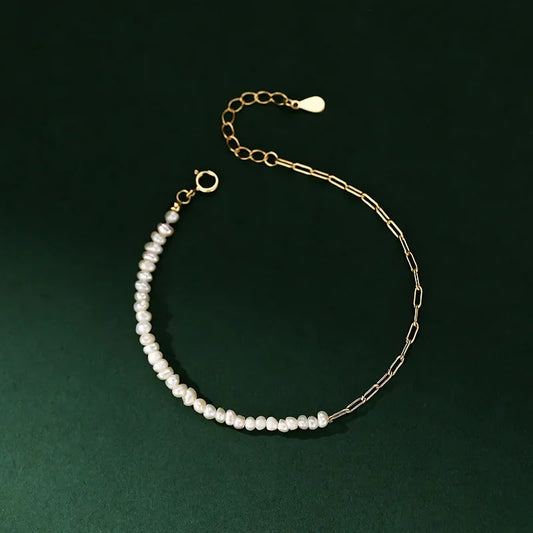 Irregular Pearl Asymmetric Bracelet in 925 Sterling Silver
