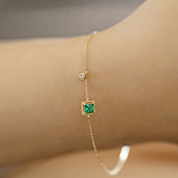 14k Gold Plated Sterling Silver Created Emerald Chain Bracelet