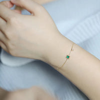 14k Gold Plated Sterling Silver Created Emerald Chain Bracelet