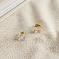 Sterling Silver Princess Cut Hoop Earrings
