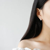 Sterling Silver Princess Cut Hoop Earrings