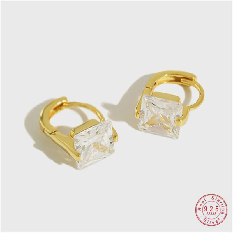 Sterling Silver Princess Cut Hoop Earrings