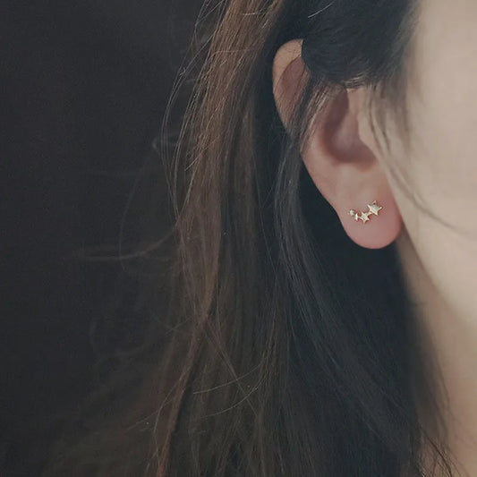 Shooting Star Stud Earrings in Sterling Silver