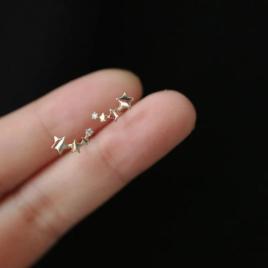 Shooting Star Stud Earrings in Sterling Silver