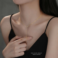 Sterling Silver Tassel Y Necklace