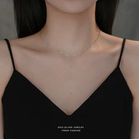 Sterling Silver Tassel Y Necklace
