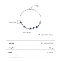 Sterling Silver Flower Pave Bracelet