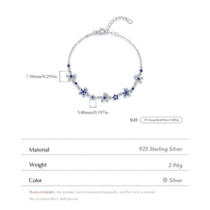 Sterling Silver Flower Pave Bracelet