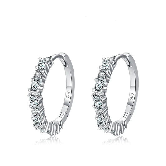 Sterling Silver Cubic Zirconia Fine Hoop Earrings