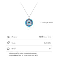 Sterling Silver Turquoise and Clear Evil Eye Necklace