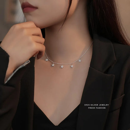 Sterling Silver Flower Tassel Necklace