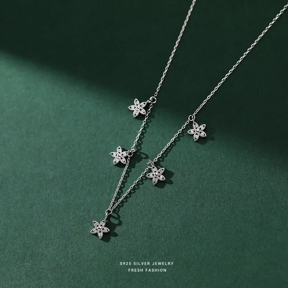 Sterling Silver Flower Tassel Necklace