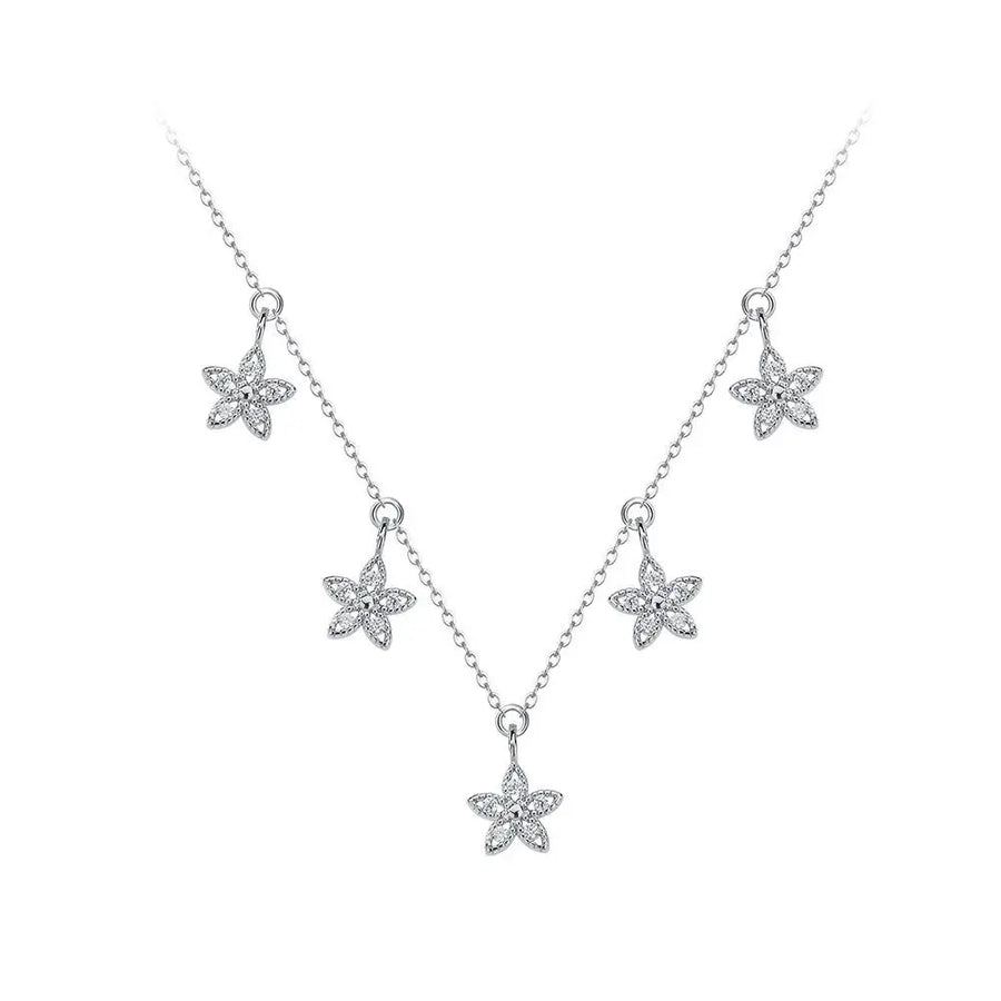 Sterling Silver Flower Tassel Necklace