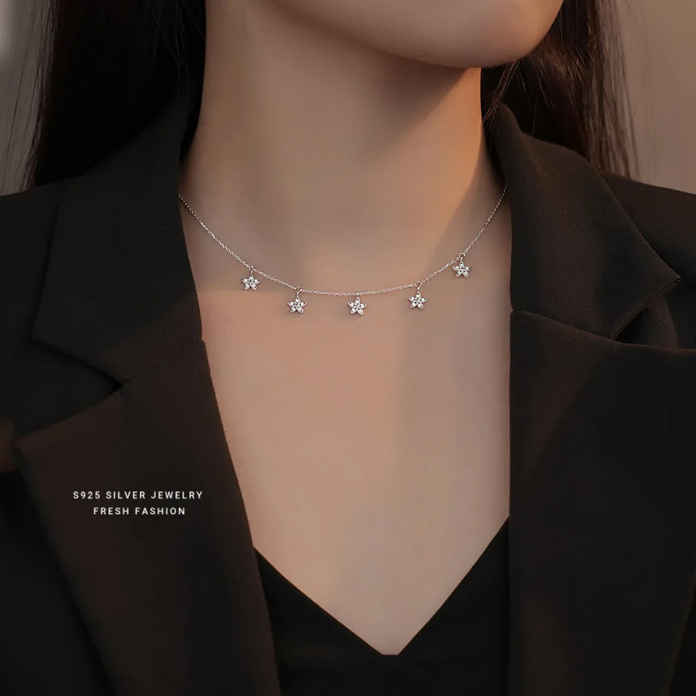 Sterling Silver Flower Tassel Necklace