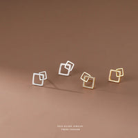 Sterling Silver Geometric Square Earrings