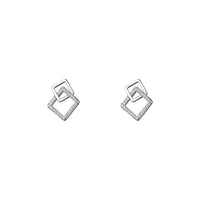 Sterling Silver Geometric Square Earrings