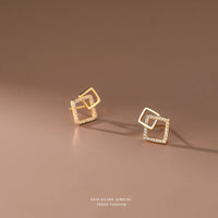 Sterling Silver Geometric Square Earrings