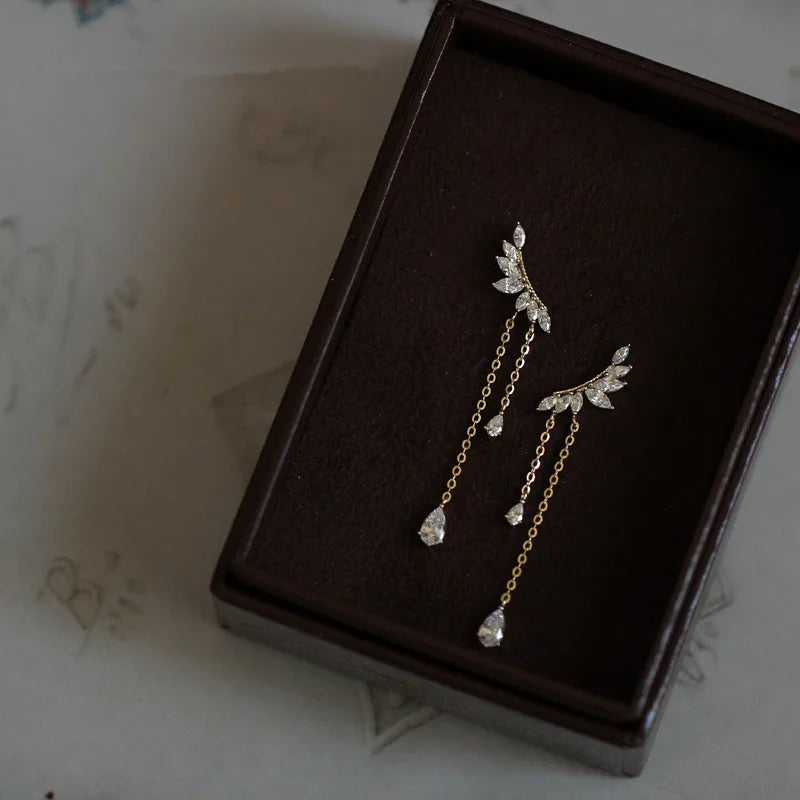 Sterling Silver Tassel Angel Wings Earrings