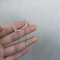 Sterling Silver Tassel Angel Wings Earrings