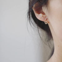 Gold Plated Sterling Silver Heart Lock Earrings