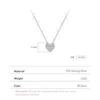Sterling Silver Pave Setting Heart Necklace