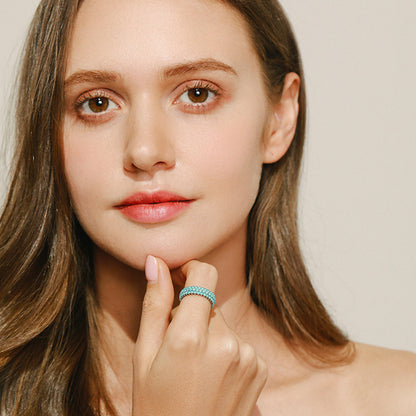 Sterling Silver Oxidized Turquoise Eternity Ring