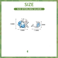 Sterling Silver Blue Mermaid and Dolphin Stud Earrings