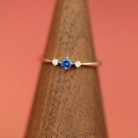 Gold Plated Sterling Silver Created Blue Sapphire Ring