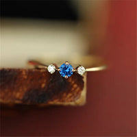 Gold Plated Sterling Silver Created Blue Sapphire Ring