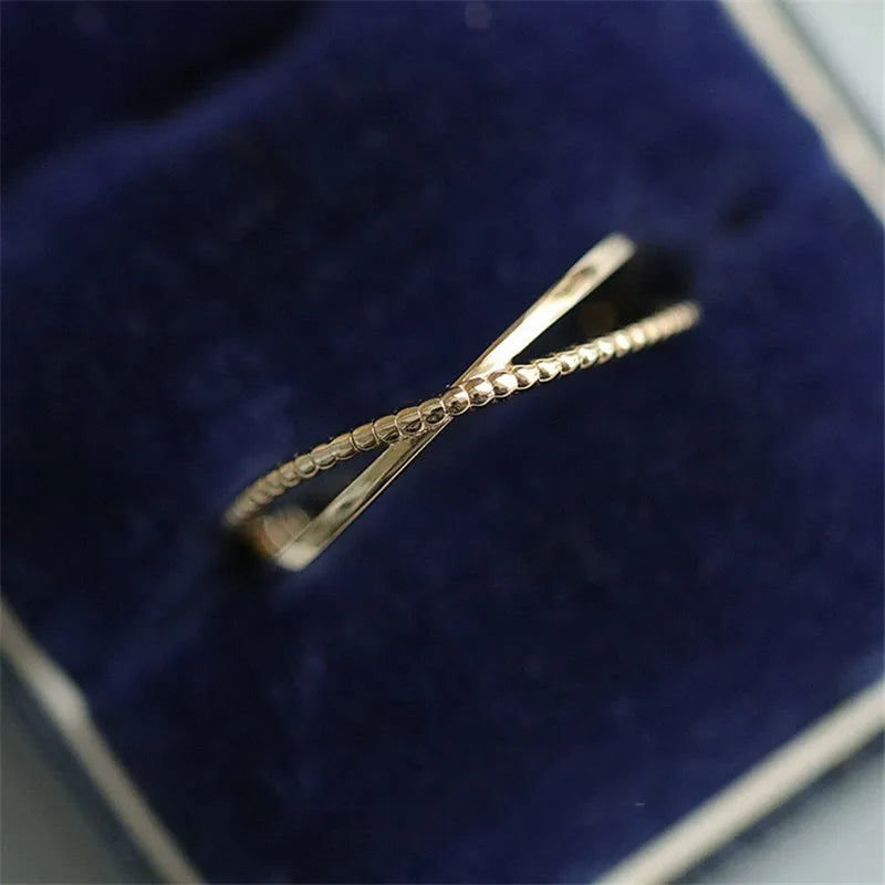 Gold Plated Sterling Silver Simple Cross Line Ring