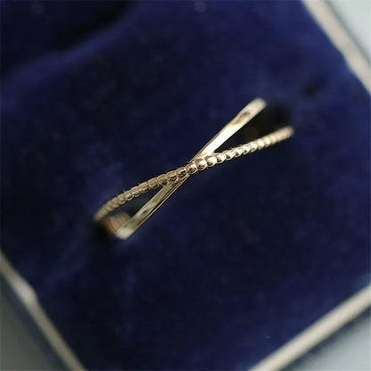 Gold Plated Sterling Silver Simple Cross Line Ring