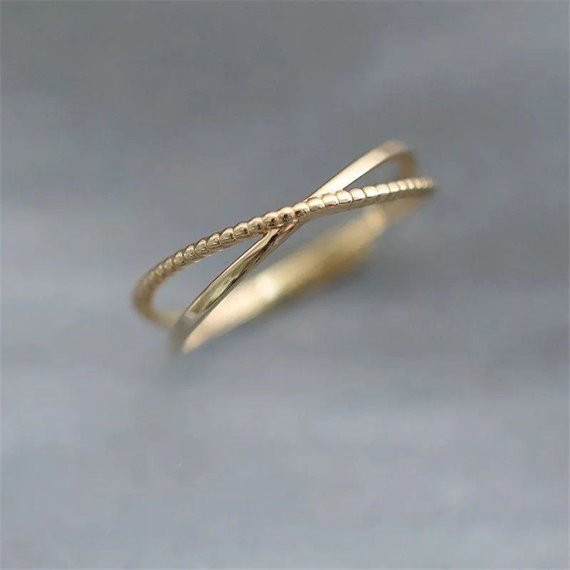 Gold Plated Sterling Silver Simple Cross Line Ring