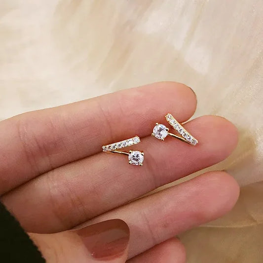 Gold Plated Sterling Silver V-Shaped Stud Earrings