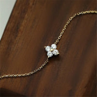 Sterling Silver Cubic Zirconia Flower Chain Bracelet