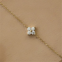 Sterling Silver Cubic Zirconia Flower Chain Bracelet