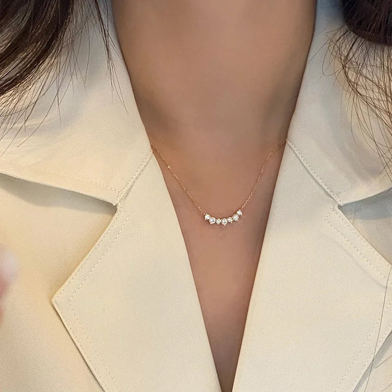 Sterling Silver Cluster Cubic Zirconia Necklace