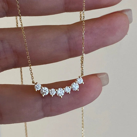 Sterling Silver Cluster Cubic Zirconia Necklace