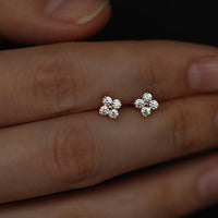 14k Gold Plated Sterling Silver Flower Stud Earrings