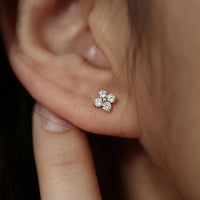14k Gold Plated Sterling Silver Flower Stud Earrings