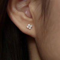 14k Gold Plated Sterling Silver Flower Stud Earrings